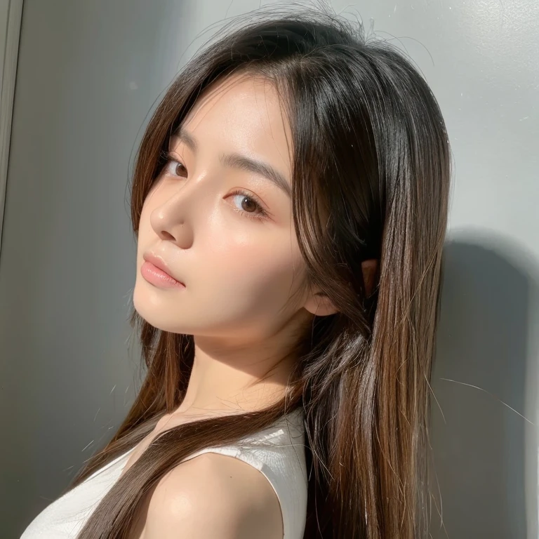 woman, single eyelids, chinese girl, (white skin), standing, black hair