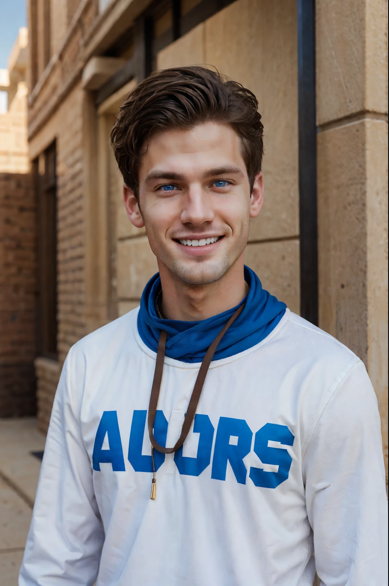 white caucasian male, average build, whiter skin, short dark brown hair, blue eyes, shot on iPhone, smile, north american, lubbock texas, single subject, candid