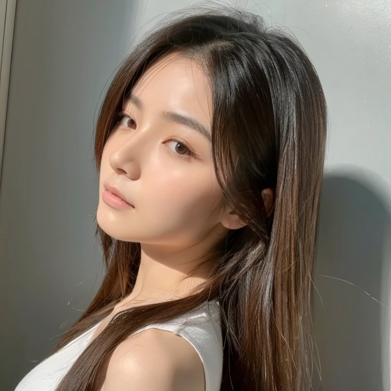 real picture,(lifelike, high resolution:1.3),(whole body:1.5), 1 girl with a perfect figure:1.4, Delicate facial features,Double eyelids,Long eyelashes,Tall nose,Wear a necklace,Long hair,Lean abdominal muscles:1.1 random color skirt:1.2, Big , A little cleavage
