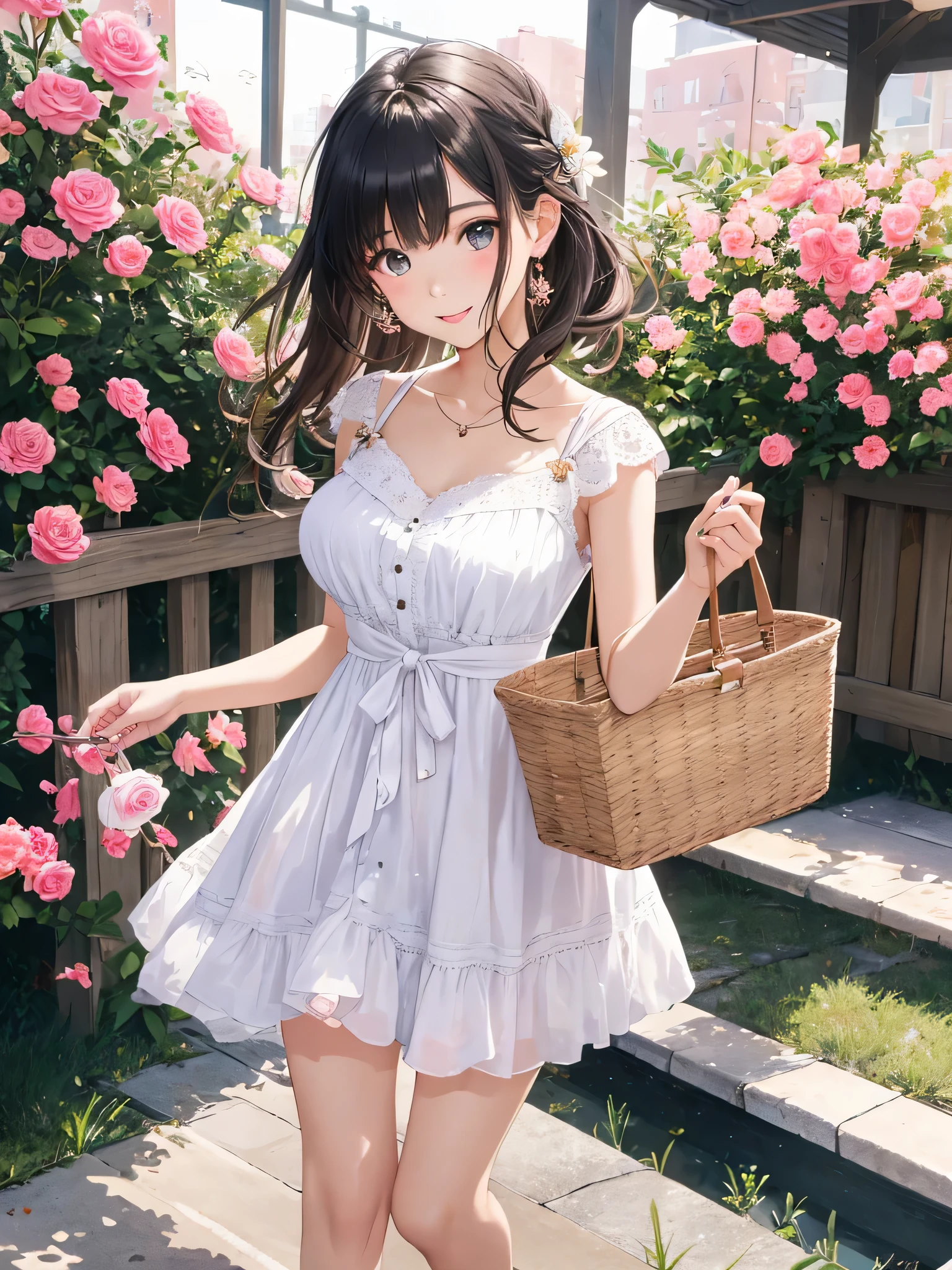(8K, RAWphotograph, highest quality, masterpiece:1.2), 高精細な RAW カラーphotograph,
18 year old beautiful girl,photograph,realistic,whole body,intricate details,perfect skin,huge breasts,cute hairstyle,
Feminine and romantic one-piece style,
Choose a flared skirt or maxi dress, Choose linen or chiffon fabrics with soft colors.。,
Pair your feet with heeled sandals or espadrilles..、Emphasize your femininity with basket bags and ribbons。,
pastel colors and floral patterns、Incorporating lace and frill details creates an elegant and cute impression..。,This is a coordination that is typical of a young age woman..々You can bring out your charm and cuteness。,
Material and coloring、Incorporating a trendy feel、We recommend choosing details that express your individuality..。,
accessories and hairstyles too、Enjoy your own style by adjusting makeup and other points..。,