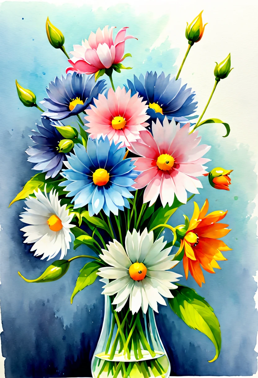 Watercolor art, Flowers, by Ivan Plush, (best quality, masterpiece, Representative work, official art, Professional, 8k:1.3)