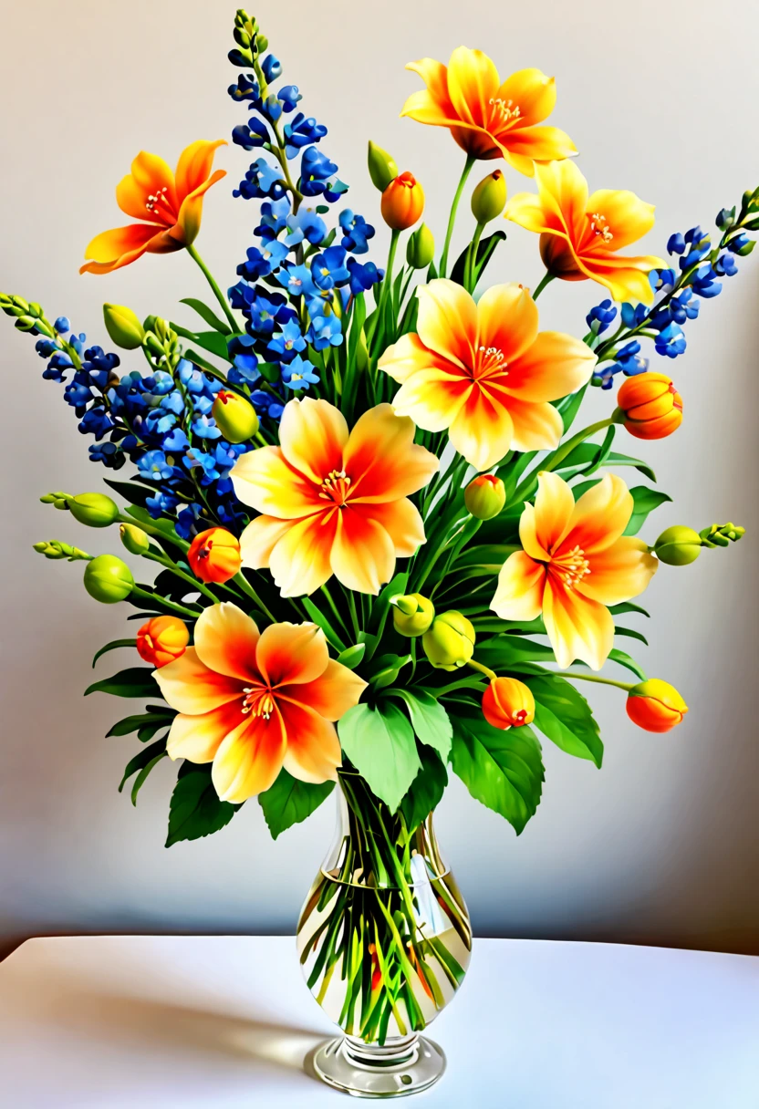 (Watercolor painting:1.4), Flowers, (inspired by Zootopia:0.4), chiaroscuro, symmetrical, (best quality, masterpiece, Representative work, official art, Professional, 8k:1.3)