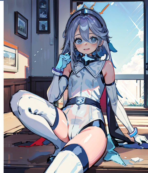 table top, highest quality,sleeping face up in bed,Crab crotch,please show me your boots,thigh high boots,glove,Strange thieves,elegant, 1 girl, muscular,cute, blushed, looking at the viewer, from below,body suit, prison,blue eyes, beautiful eyes, beautiful background, particles of light, Light of the sun, dramatic lighting, outside, shiny, realistic, table top, highest quality, super detailed, be familiar with, scenery, beautiful and fine eyes, fine hair