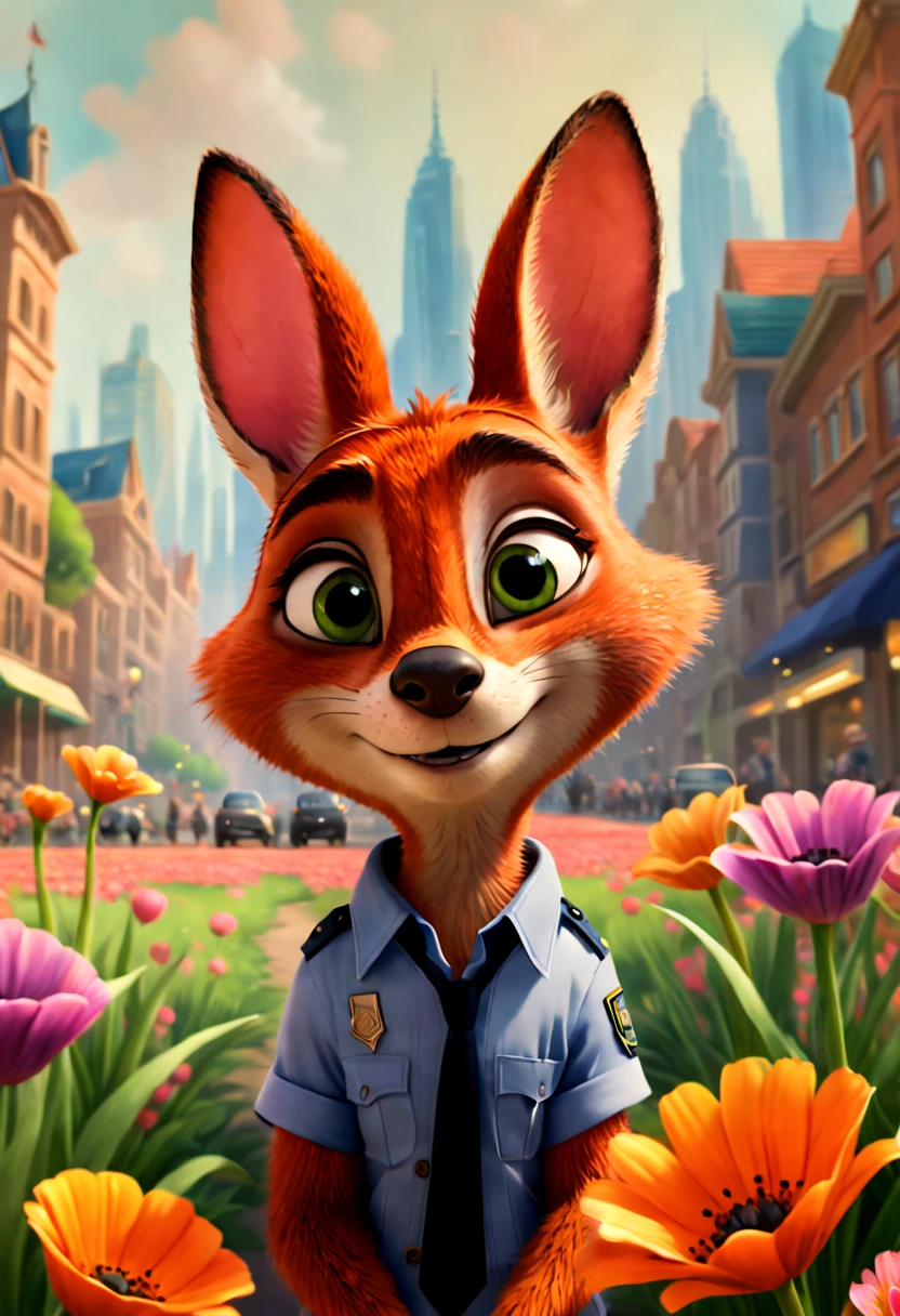 Watercolor art, Flowers, Zootopia, (best quality, masterpiece, Representative work, official art, Professional, 8k:1.3)