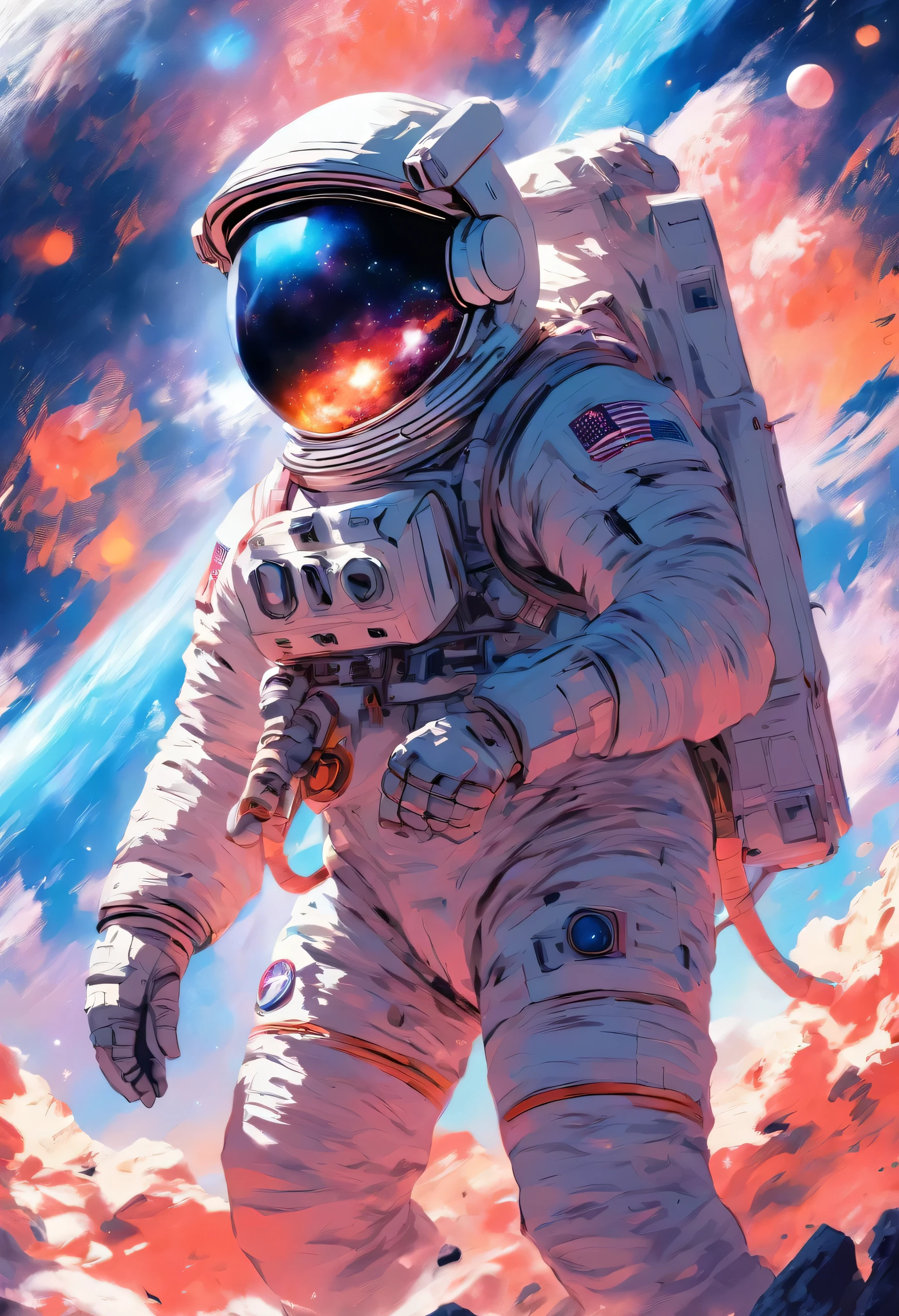 (Astronaut struggling to climb creative poster on explosive volcano mountain in a moon), (struggling:1.37),(Climbing:1.1),(Background with:This a planet), lonely astronaut, detailed astronaut, fully space suited, In space(on moon), key art, inspired by Yoshihiko Wada, Official poster, character poster, promotional poster art, promotional movie poster,