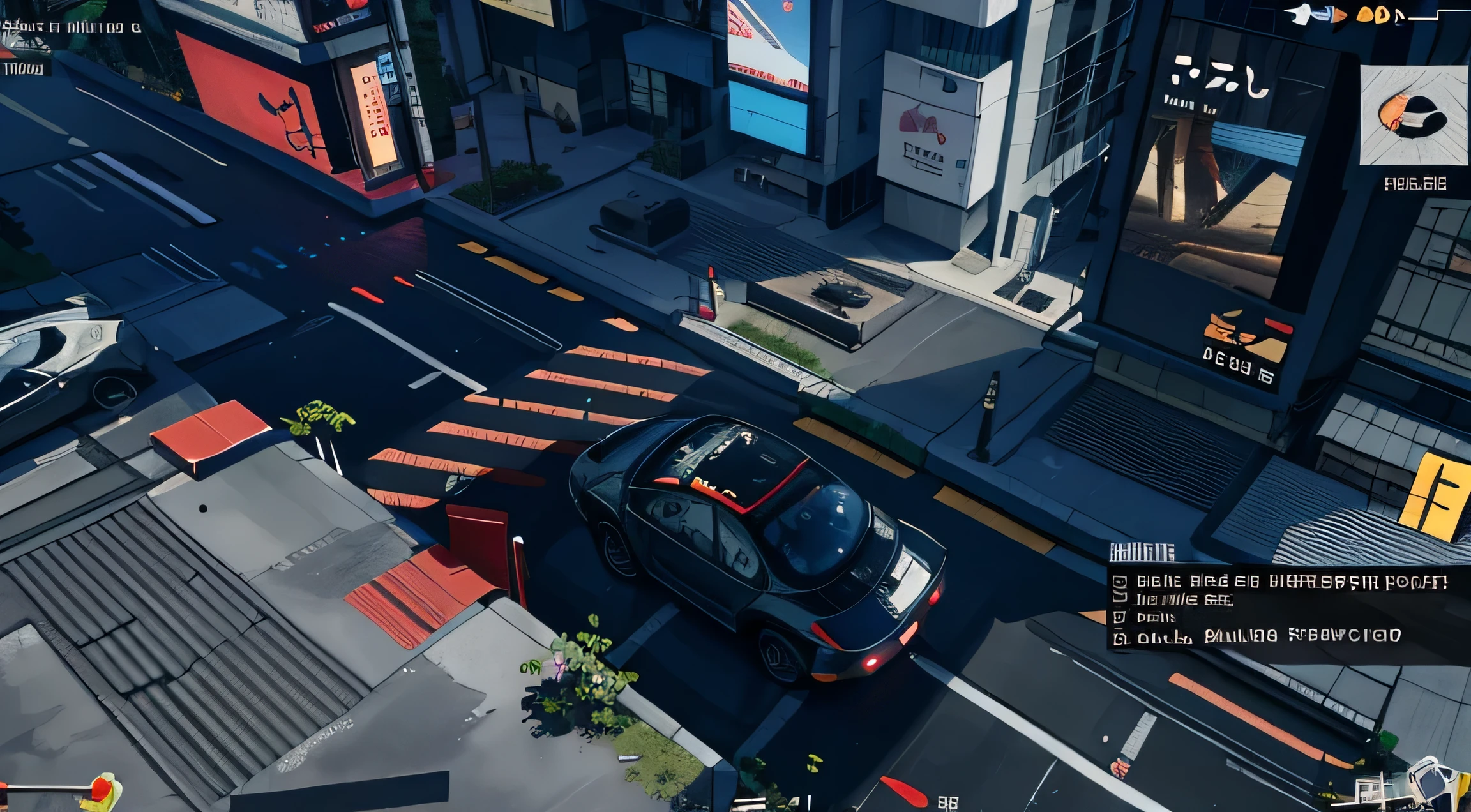Image of a trop, militar, gameplay screenshot with ui, an overgrow, cyberpunk, Overgrown with shiny spots, cars,japanese-inspired,in game screenshot, in game style 8k, in-game, in - game, game screenshot, game screenshot, pc game with ui, pc screenshot, game screenshot, Anime Nature, dynamic lighting