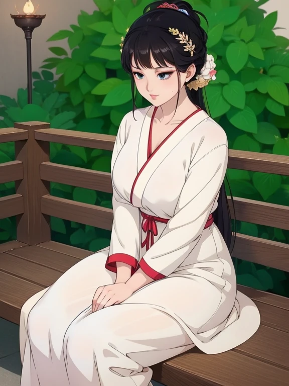 anime girl sitting on a bench with a candle and a white dress, beautiful alluring anime woman, seductive anime girl, extremely detailed artgerm, anime goddess, ig model | artgerm, guweiz, trending on cgstation, anime character; full body art, ! dream artgerm, beautiful anime woman, style of artgerm