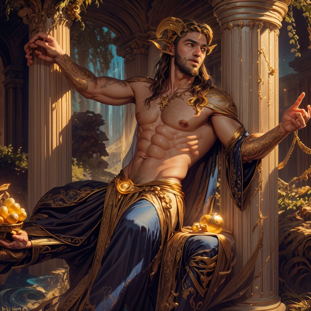 um retrato de(( um homem )) com barba, ((pernas musculosas)), ((peitoral forte e largo))in high definition, em 8K de ((um homem)) de 18 anos, (( Homem)), Deus do Mar, Deus do Oceano, Luthien, arte de deus, Deus da mitologia grega, Deus da Lua, Deus do amor e da paz, deus bonito, Mitologia do Deus da Terra, o deus Eros, Um retrato impressionante de um deus, Frank Kelly Freas, Estilo Karol Bak, ((beautiful face)), Ultra Definition, melhor qualidade, 32k ultra , Ultra HD