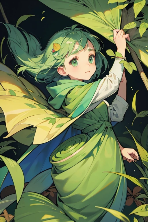 tranform Swadloon from pokemon in human goddess wear round, yellow with two stubby arms inside of a cloak of leaves. This leafy cloak keeps warm. Under its cloak are darker green, limp leaves that frame the sides of her face and trail down on the sides of its body. The top of the cloak has two semicircular leaves that form a V shape. These two head leaves allow Swadloon to detect air movements and feel the surrounding area. On its back are the veins of the leaf as well as a bit at the bottom tip of the cloak resembling a rounded tail. Swadloon lives on the forest floor and converts fallen leaves into nourishment, which helps the surrounding plant life grow.