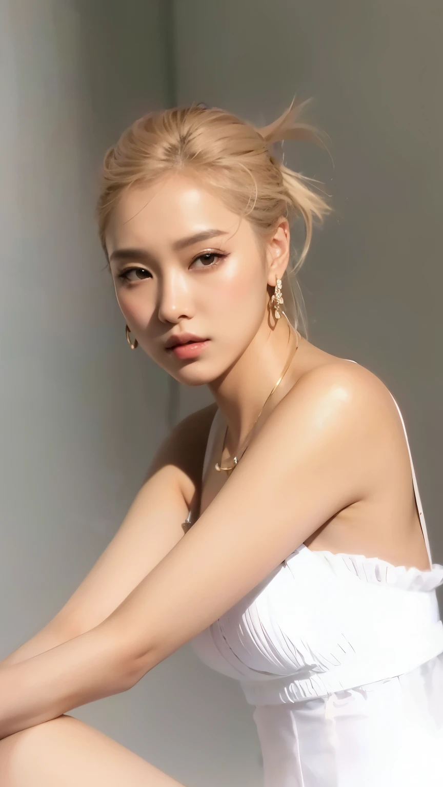 um close up de uma mulher com um vestido branco sentado em uma cadeira, parque roseanne de blackpink, Heonhwa Choe, portrait of jossi do blackpink, taejune kim, Sun Yunjoo, Jinyoung Shin, Portrait of female Korean idol, jossi do blackpink, Lee Ji-eun, Lee Ji-eun, brilhante da chuva, Seseon Yoon