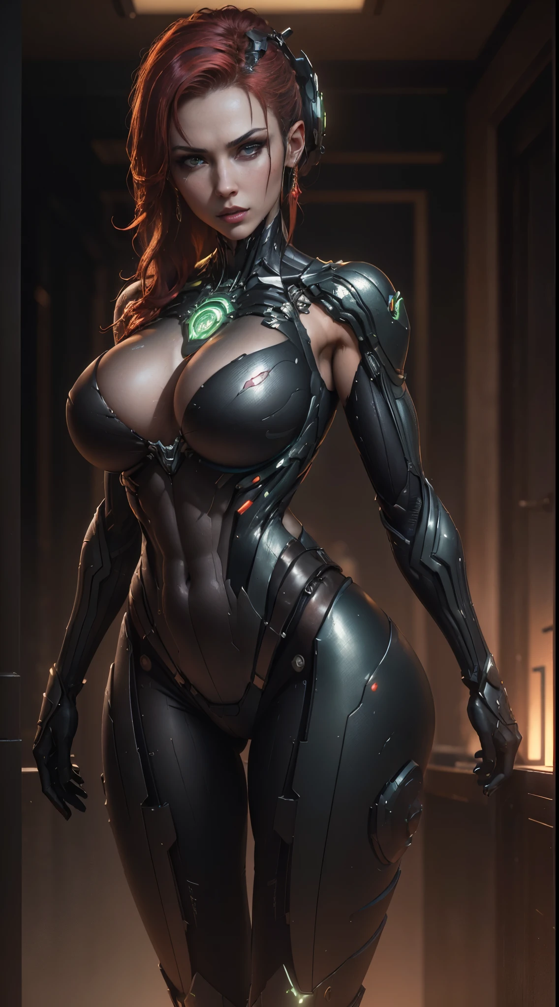 ((Best quality)), ((masterpiece)), (detailed:1.4), 3D, an image of a beautiful cyberpunk female,red haired, big breast, beautiful face details , big glowing green eyes, HDR (High Dynamic Range),Ray Tracing,NVIDIA RTX,Super-Resolution,Unreal 5,Subsurface scattering,PBR Texturing,Post-processing,Anisotropic Filtering,Depth-of-field,Maximum clarity and sharpness,Multi-layered textures,Albedo and Specular maps,Surface shading,Accurate simulation of light-material interaction,Perfect proportions,Octane Render,Two-tone lighting,Wide aperture,Low ISO,White balance,Rule of thirds,8K RAW, crysisnanosuit