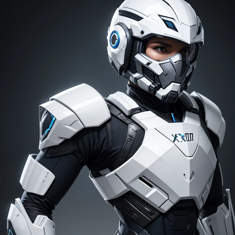 exoskeloton body armor with helmet, white platinum shining, biotic super HD , organic material