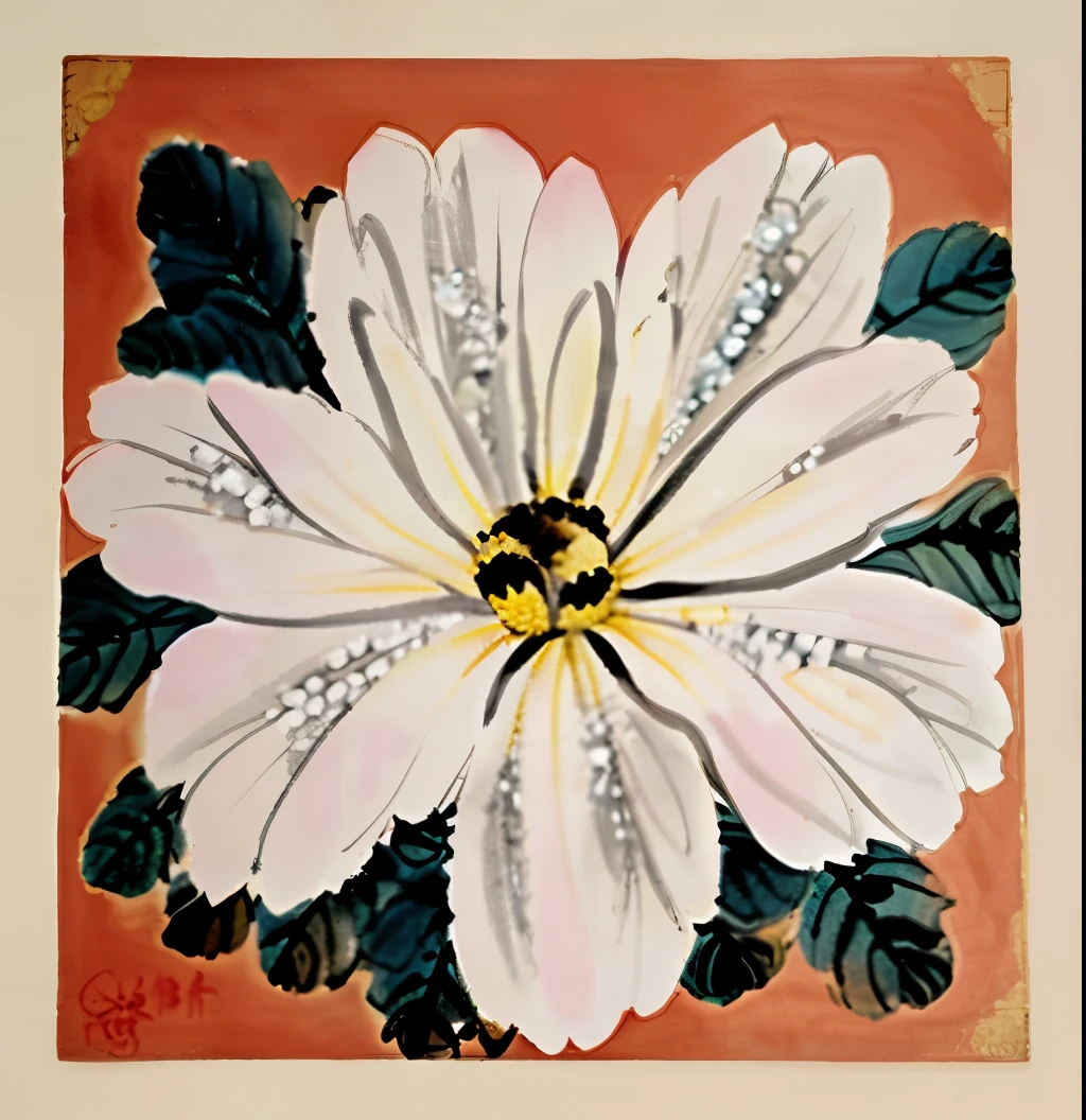 Close-up of a painting of a flower on the wall, inspired author：George Ault, depicting a flower, Inspired by O&#39;Keeffe, Inspired by Georgia O&#39;Keeffe, Inspired by Georgia O&#39;Keeffe, Georgia O'Keeffe, Medieval art, author：George Ault, George Ott painting style, Magnolia