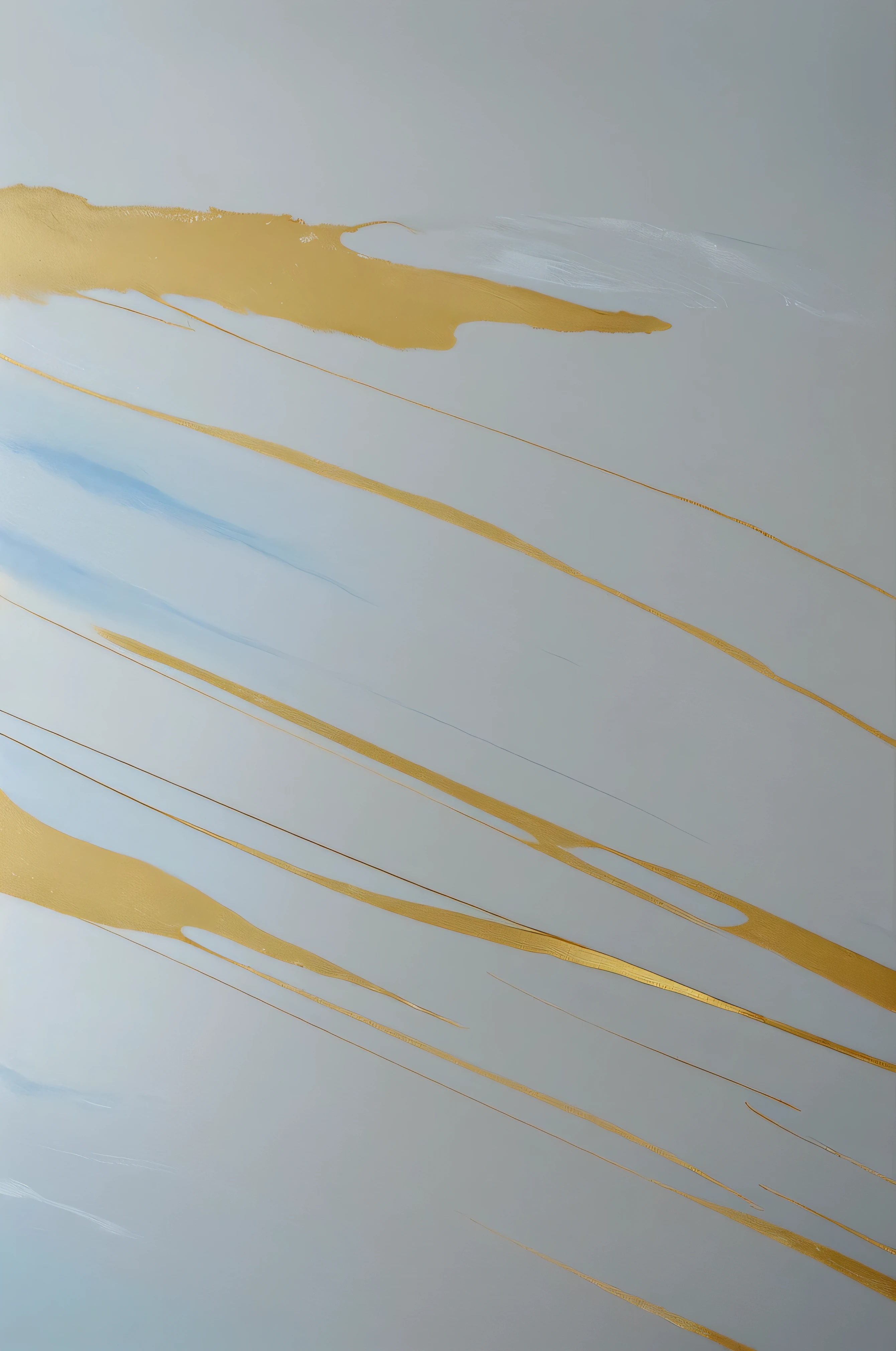 Close-up of a painting on the wall, curve oil painting, Engraved Marble Textured Silk Cloth, abstract minimalist painting, modern art style, Light gray blue and gold, abstract minimalist line art, Abstract minimalist art painting, canvas art print, Soft watercolor painting. minimalist, The paintings are elegant and delicate, Marble and light gold, Super fine detail painting