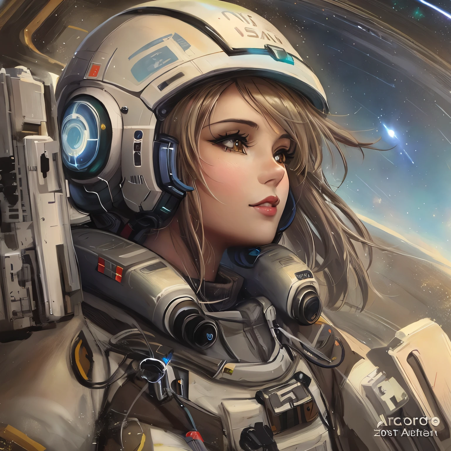 un primer plano de una mujer con un traje espacial y una pistola, Retrato Astronauta blindado Chica, retrato hermosa chica de Science fiction, arte de Science fiction detallado, Oh!. Science fiction, wojtek fus, arte digital de Science fiction illustration, Astronauta futurista, Science fiction woman, retrato anime chica cadete espacial, hermoso arte de Science fiction, arte digital de Science fiction