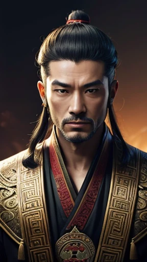oriental、man in ancient chinese clothes、ancient chinese hairstyle man、three kingdom、multiple warlords、highest quality、masterpiece、ultra high resolution、(Photoreal:1.4)、game poster、