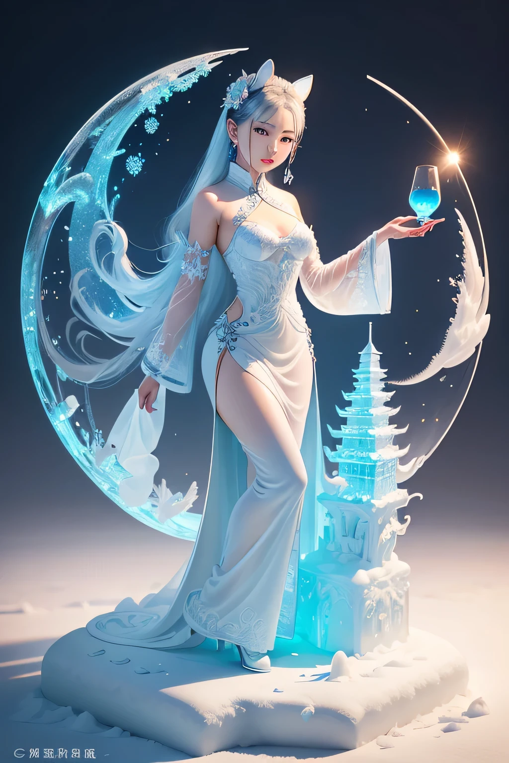 Ice sculpture model, Heilongjiang Province, Themed Chinese Dreams – Love of Ice and Snow, With the cultural characteristics of the new era, showing the development style of Heilongjiang Province in the new era, Animal models, creativity, beauty.  