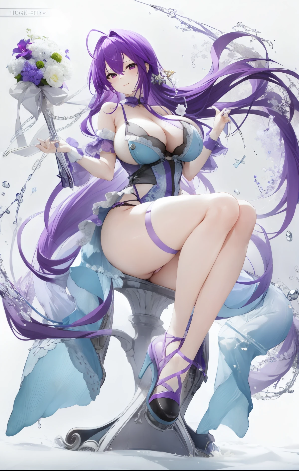 Gorgeous purple hair，teenage wife，Big breasts，Real-time 2D images