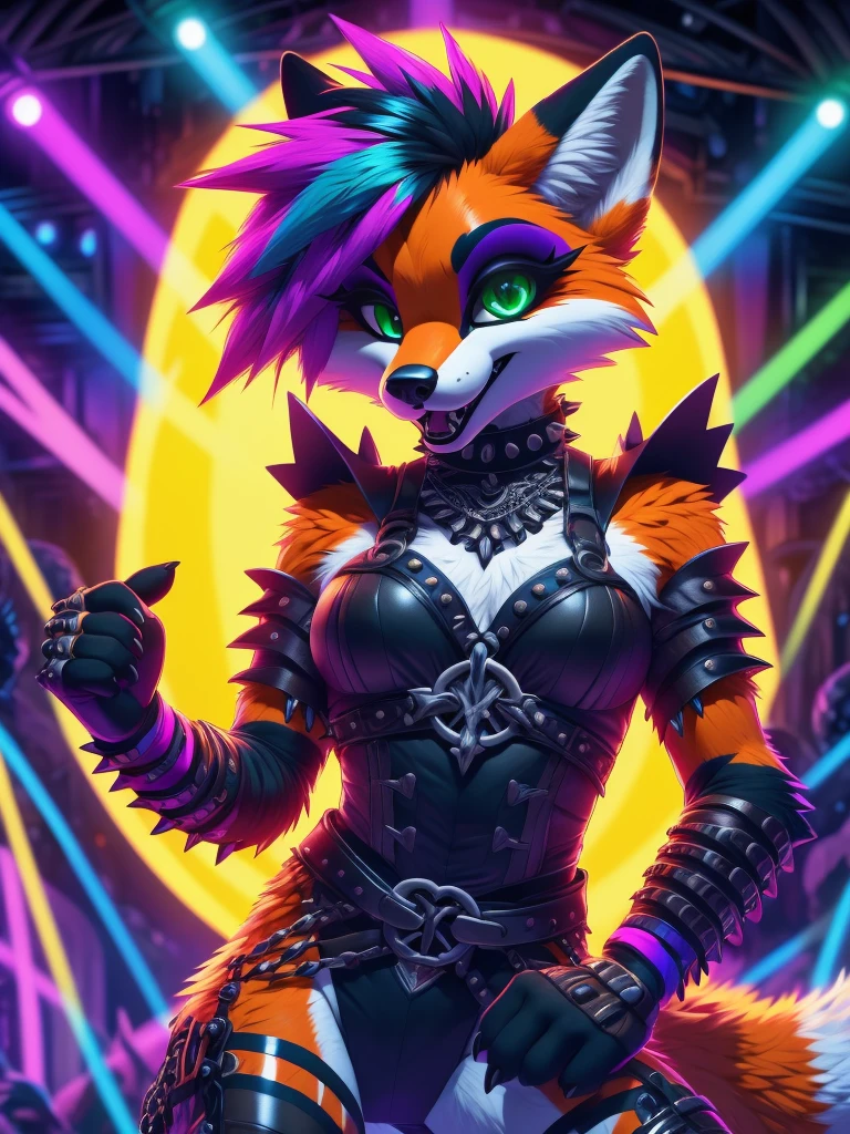 (best quality,4k,8k, highres, masterpiece:1.2), (furry; anthro fox), well-toned abs, ultra-detailed, dynamic lewd pose, ((horny)), ((sexy)), goth makeup, edgy punk hairstyle, detailed eyes and face, long eyelashes, gothic punk style, knight armor, vibrant colors, excited, green eyes, orange fur
