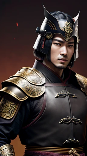 oriental、Man wearing ancient Chinese leather armor、ancient chinese hairstyle man、three kingdom、general、highest quality、masterpiece、ultra high resolution、(Photoreal:1.4)、game poster、darkness、wore a leather helmet、It's solo