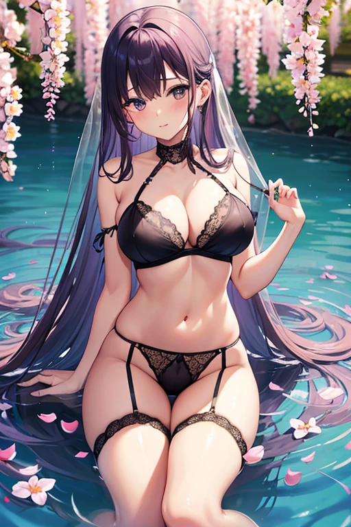 Flowers bloom by the water、weeping cherry blossoms、wisteria flowers、water reflection!!!!!、sheer lingerieを着てポーズをとるアラフィフの女性写真、See-through lingerie beauty、Wearing sexy see-through lingerie、garter belt、complex, captivating and captivating、sheer lingerie!!、Woman in see-through lingerie posing for a photo、sheer lingerie!!、beautiful female body、fantastic and fantasticな雰囲気、see-through lingerie、光沢のあるsheer lingerie、dreamy aesthetics、mysterious softness、soft aesthetics、transparent underwear、fantastic and fantastic、fantastic and fantasticなスタイル、fantastic and fantastic、(((Big big breasts)))、beautiful leg style、stylish hair、cute hairstyle、Many petal body esbian、