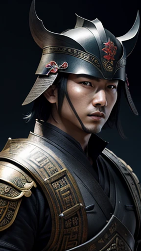 oriental、Man wearing ancient Chinese leather armor、ancient chinese hairstyle man、three kingdom、general、highest quality、masterpiece、ultra high resolution、(Photoreal:1.4)、game poster、darkness、wore a leather helmet、It's solo