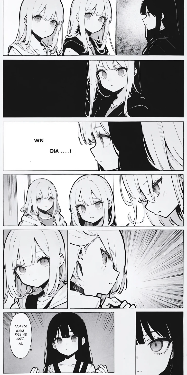 a page from a comic with a girl and a girl in the background, black and white manga page, black and white manga panel, black and white manga comic, manga page, manga panels, award winning manga style, black and white manga, manga panel, manga scans, detailed manga style, black and white manga style, as a manga panel, in style of manga
