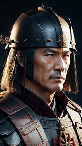 oriental、elder、Man wearing ancient Chinese leather armor、ancient chinese hairstyle man、three kingdom、general、highest quality、masterpiece、ultra high resolution、(Photoreal:1.4)、game poster、No background、wore a leather helmet、It's solo