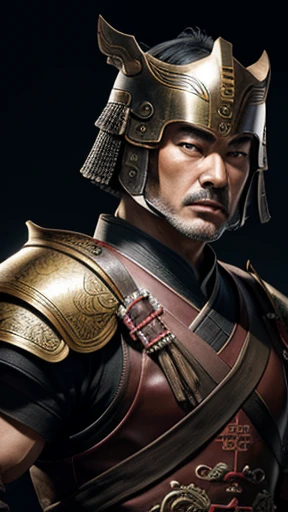 oriental、wrinkle、A man wearing ancient Chinese leather armor、ancient chinese hairstyle man、three kingdom、General、highest quality、masterpiece、ultra high resolution、(Photoreal:1.4)、game poster、no background、wore a leather helmet、It's solo