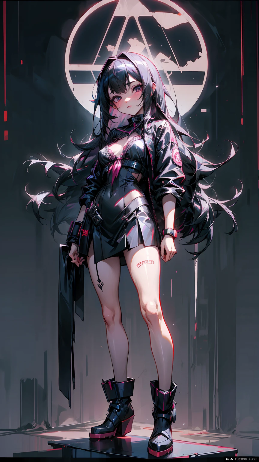 Anime girl standing on city street in leather skirt and black erotic lingerie, long-haired Ilya Kuvshinov, Guviz style artwork, anime art wallpaper 8 K, Guvitz on art station Pisif, Guwiz on Pisiv art station, cyberpunk anime art