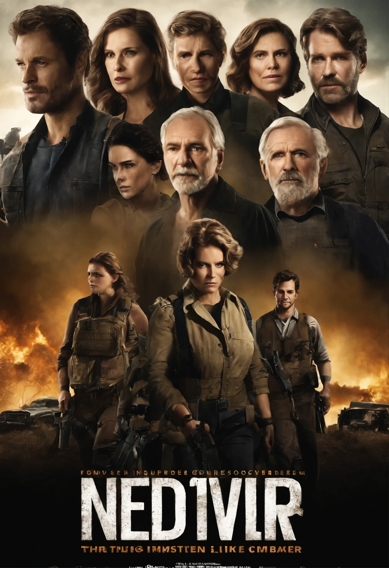 movie poster with a bunch of people, Official poster, inspired by William Bliss Baker, official poster artwork, full poster, Jack Baker from Resident Evil 7, inspired by George Barker, style by Andrew Baker, Joseph Badger, Davey Baker, Inspired by Roger Deakins, Advertising poster, promotional poster art, poster art, inspired by Normand Baker