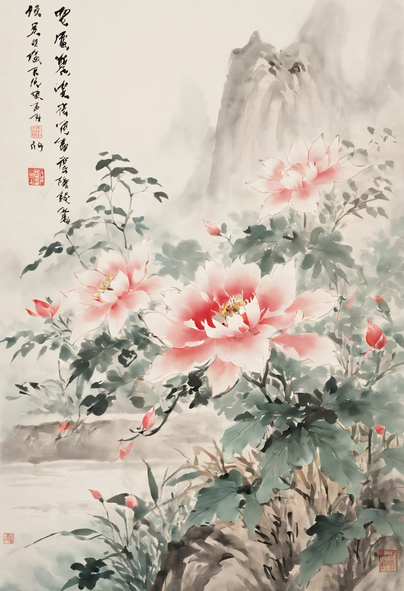 Chinese watercolor paintings focus on the beauty and characteristics of flowers,Using traditional Chinese watercolor style,Capture the elegance and subtlety of flowers,Composition includes various flowers,Each flower presented with the delicate brushstrokes and soft colors typical of Chinese watercolor art。The arrangement of flowers should be harmonious and beautiful,Demonstrate their individual beauty and the overall balance of the composition。The background should be minimalist,Make flowers the centerpiece of your artwork