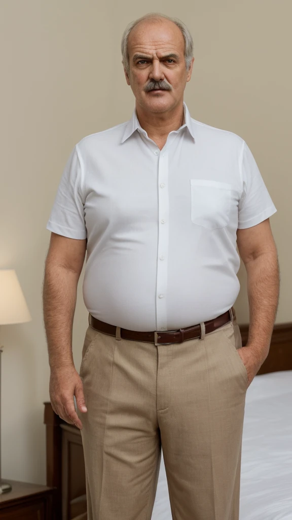 fat man wearing 7xl ironed formal shirt with colour