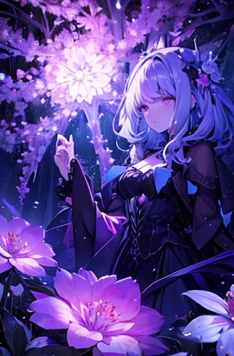 Beautiful flowers with crystalline hearts and luminous nightmares