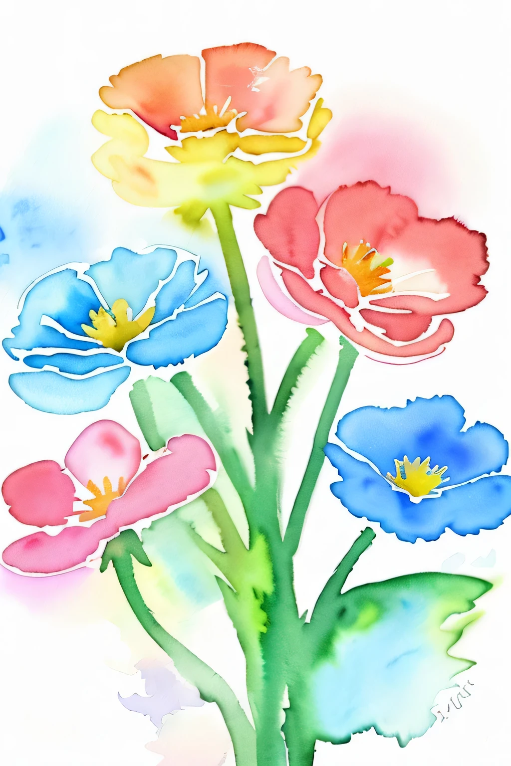 Flowers of various colors, watercolor painting, watercolor painting, watercolor绘画, watercolor绘画, watercolor, watercolor painting style, watercolor画艺术, watercolor, watercolors, leaning towards watercolor, Cheng Shifa, 纸本watercolor艺术, watercolor, watercolor art, realistic watercolor, by Phyllis Ginger, light watercolor painting