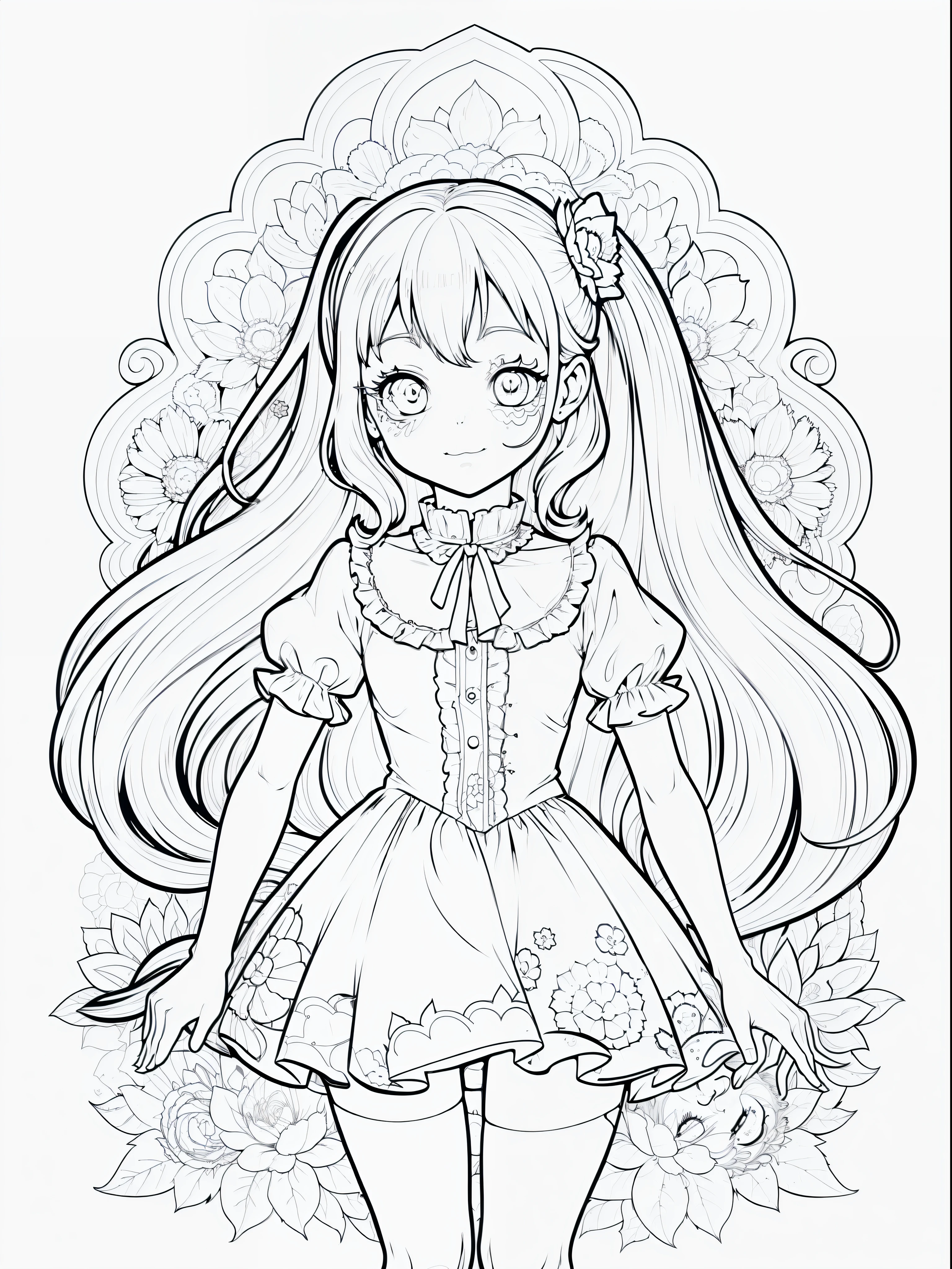 ((outline art, Coloring Page: 1.5) | (lineart: 1.3)), a cute zombie, white background, playful expression, anime style