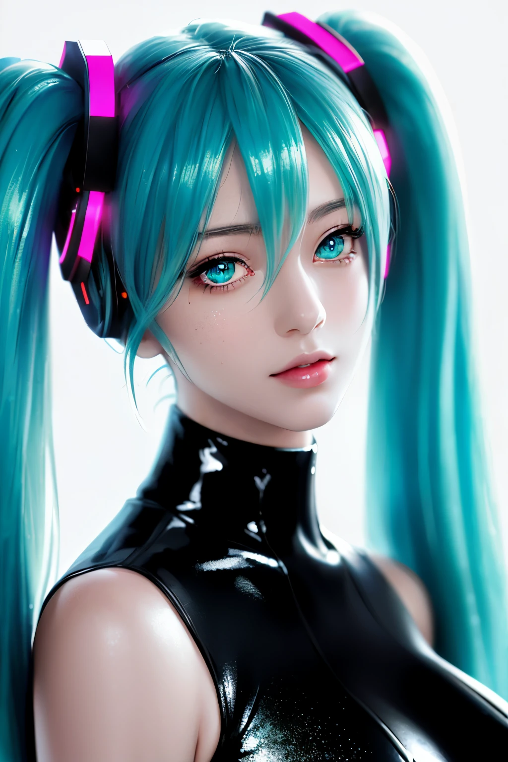 Anime, Girl, (((1girl))), (((Waifu, VOCALOID, Miku Hatsune Waifu))), , (((Long Hair, Twintails Hair))), ((Cyan Eyes eyes:1.3, Upturned Eyes: 1, Perfect Eyes, Beautiful Detailed Eyes, Gradient eyes: 1, Finely Detailed Beautiful Eyes: 1, Symmetrical Eyes: 1, Big Highlight On Eyes: 1.2, Hoshino Ai's Star Eyes)), (((Lustrous Skin: 1.5, Bright Skin: 1.5, Skin Fair, Shiny Skin, Very Shiny Skin, Shiny Body, Plastic Glitter Skin, Exaggerated Shiny Skin, Illuminated Skin))), (Detailed Body, (Detailed Face)), Young, Idol Pose, (Best Quality), School Uniform, Modest Clothing, Skin Covered, High Resolution, Sharp Focus, Ultra Detailed, Extremely Detailed, Extremely High Quality Artwork, (Realistic, Photorealistic: 1.37), 8k_Wallpaper, (Extremely Detailed CG 8k), (Very Fine 8K CG), ((Hyper Super Ultra Detailed Perfect Piece)), (((Flawlessmasterpiece))), Illustration, Vibrant Colors, (Intricate), High Contrast, Selective Lighting, Double Exposure, HDR (High Dynamic Range), Post-processing, Background Blur, High quality shadow, high detail, realistic, Cinematic Light, sidelighting, Lens Flare, Ray tracing, sharp focus,