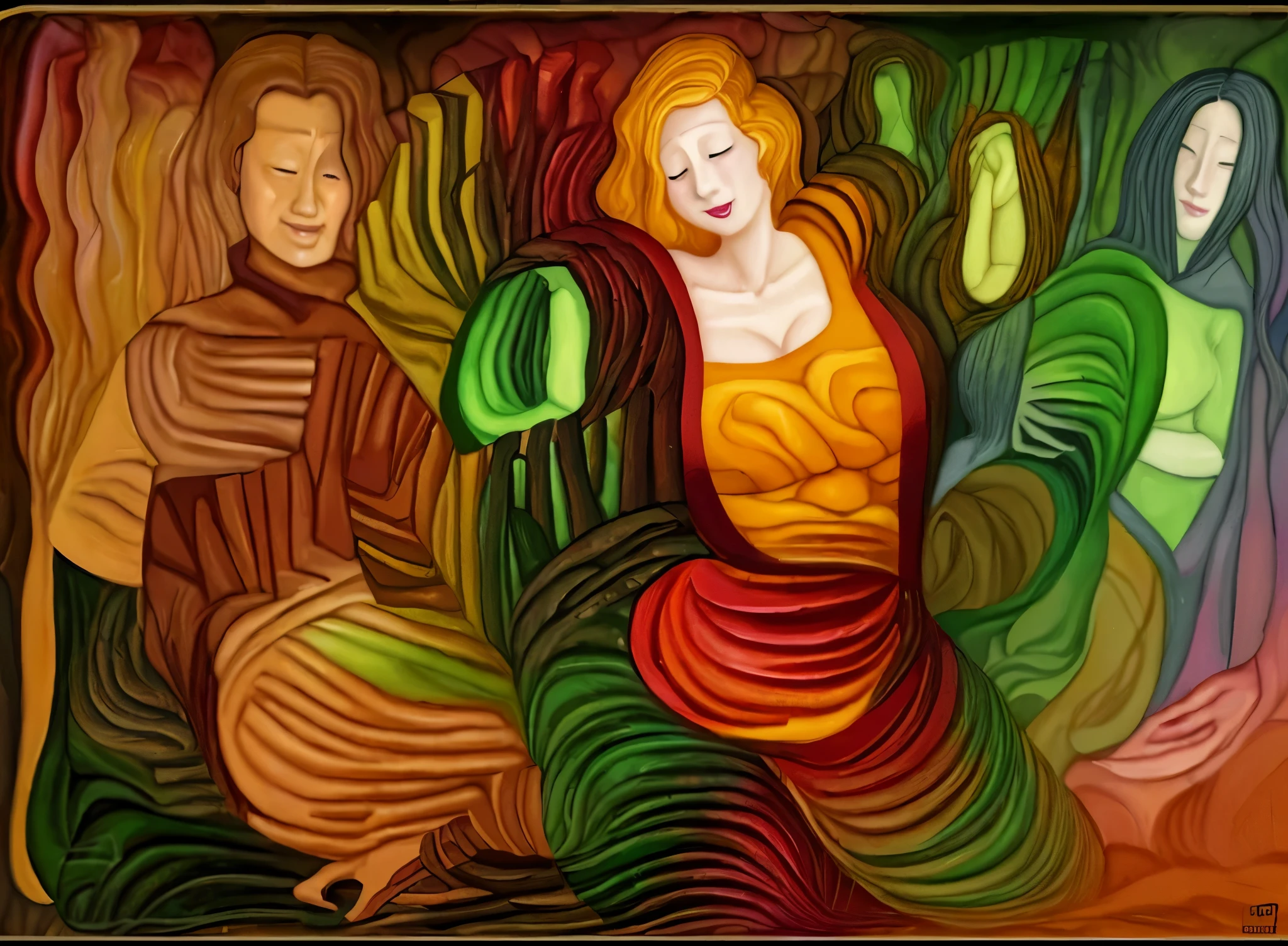 painting of a group of spirals in a box with a black background, digital oil on canvas, painting in luminist style, inspired by Umberto Boccioni, ai assisted digital painting, digital art - w 700, the nonlinear. digital painting, digital art - w 640, fine digital art, inspired by Paul Ranson Subject: Transforming a Painting
Description: The current painting depicts a group of happy, overweight women. It needs to be transformed into a different painting, such as a landscape or animal scene.