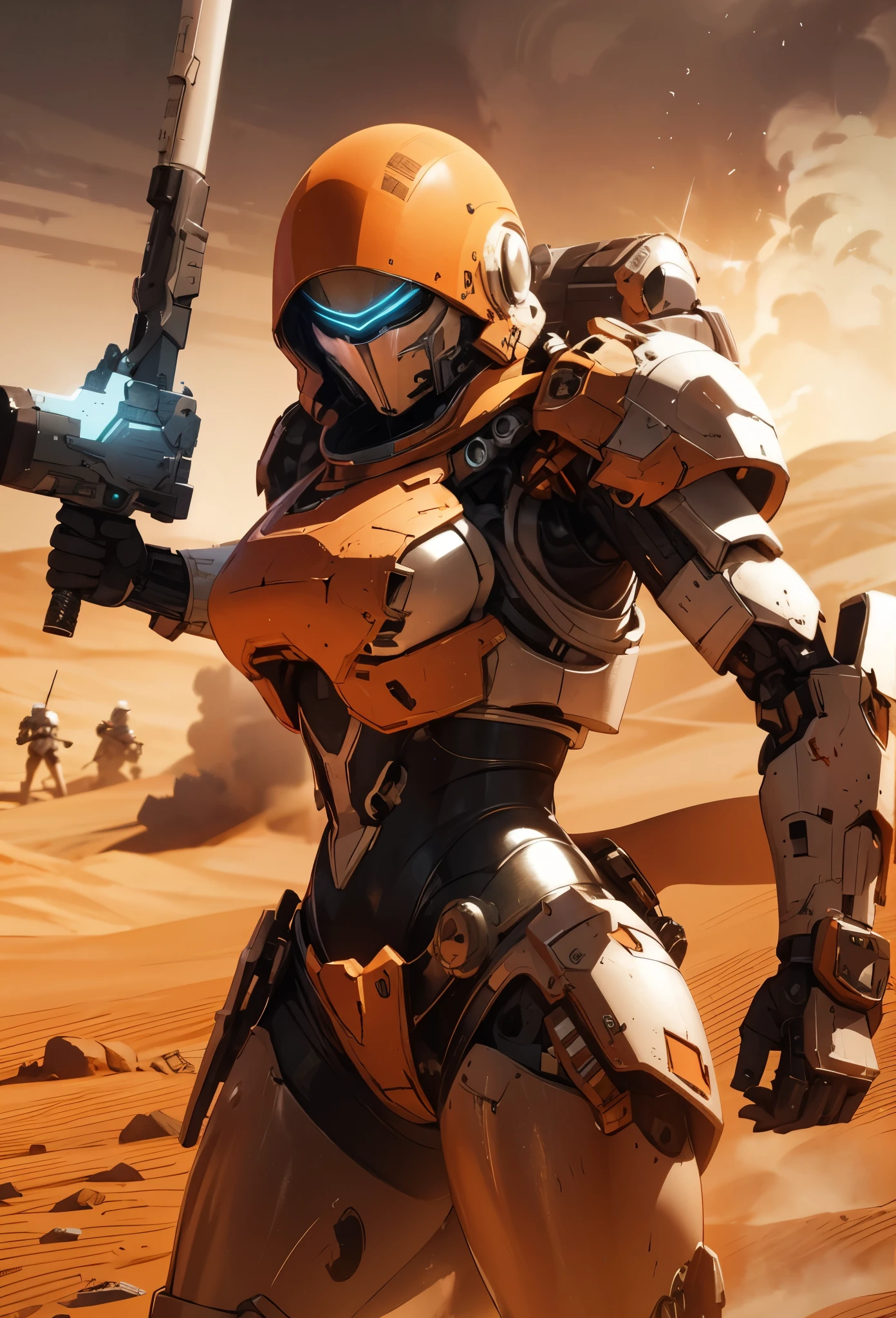 (detailed illustrations,Very detailed and precise drawing,Delicate drawn lines with tempo,Realistic texture expression),[color traced main line],(Martian battlefield [Desert Ruins]),[solo],HENTAI ((ANIME) BIONICGirl) Beauty (14 years old))((muscular)) [SKINNY],cyborg [MACHINEARMY Mobile Infantry Military],Bullet belt [Hood cloak [Brute knife]] [Heavy Mace [javelin]] [[Shells Mortars Grenades]],gravure [[cat fight]] Battle Damage,[retro future],(intricate and beautiful decoration [Dense detail]),(Fine and beautiful skin expression [transparency]),[完璧な目のdetailed (Beautifully detailed iris)[eyes like jewels]],[long and beautiful eyelashes],[precisely drawn hair [美しく艷やかな髪のdetailed]],(完璧な手のdetailed [Beautiful fingers with no damage [beautiful nails]]),(perfect anatomy(perfectly balanced proportions))[[full body portrait]],[[Design built to the highest level]][ideal color coordination(Accurate simulation of light and material interactions)],([Precision Detail](detailed,High definition)),[Visual art that tells a story].