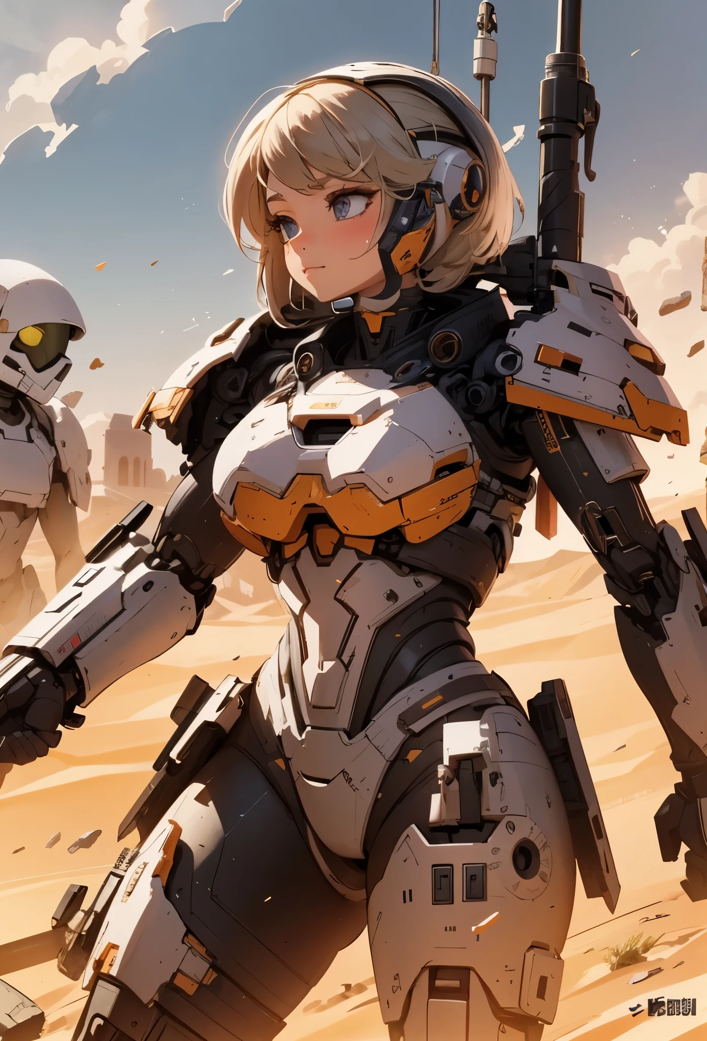 (detailed illustrations,Very detailed and precise drawing,Delicate drawn lines with tempo,Realistic texture expression),[color traced main line],(Martian battlefield [Desert Ruins]),[solo],HENTAI ((ANIME) BIONICGirl) Beauty (14 years old))((muscular)) [SKINNY],cyborg [MACHINEARMY Mobile Infantry Military],Bullet belt [Hood cloak [Brute knife]] [Heavy Mace [javelin]] [[Shells Mortars Grenades]],gravure [[cat fight]] Battle Damage,[retro future],(intricate and beautiful decoration [Dense detail]),(Fine and beautiful skin expression [transparency]),[完璧な目のdetailed (Beautifully detailed iris)[eyes like jewels]],[long and beautiful eyelashes],[precisely drawn hair [美しく艷やかな髪のdetailed]],(完璧な手のdetailed [Beautiful fingers with no damage [beautiful nails]]),(perfect anatomy(perfectly balanced proportions))[[full body portrait]],[[Design built to the highest level]][ideal color coordination(Accurate simulation of light and material interactions)],([Precision Detail](detailed,High definition)),[Visual art that tells a story].