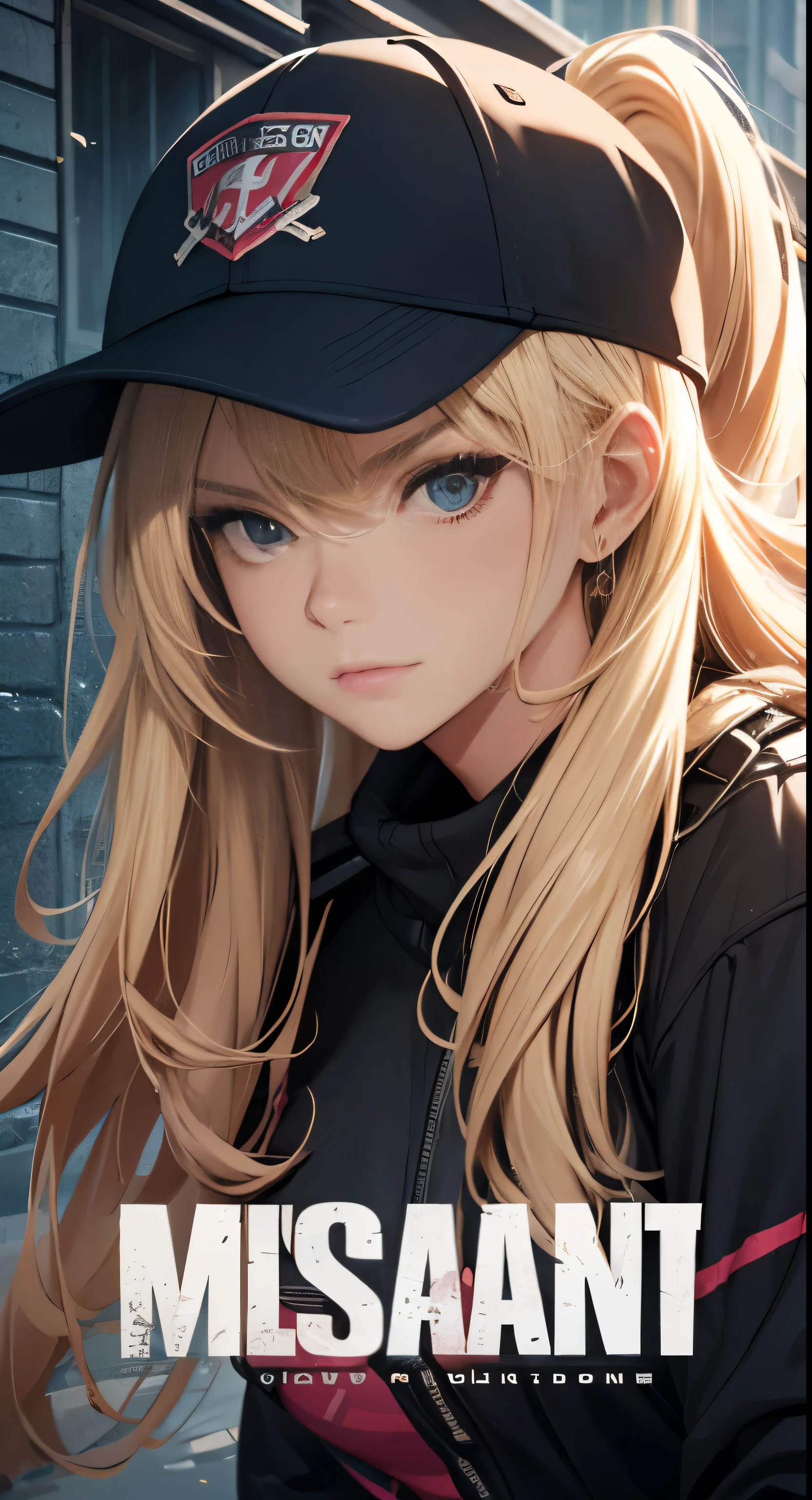 Close up portrait of woman with gun, blonde long hair, baseball cap, small details. female action girl, full body portfolio, in an urban combat zone, gun action, big ass, socks, sneakers, dull bangs, adult woman, belly button, crack, 25 years old, Pink attire