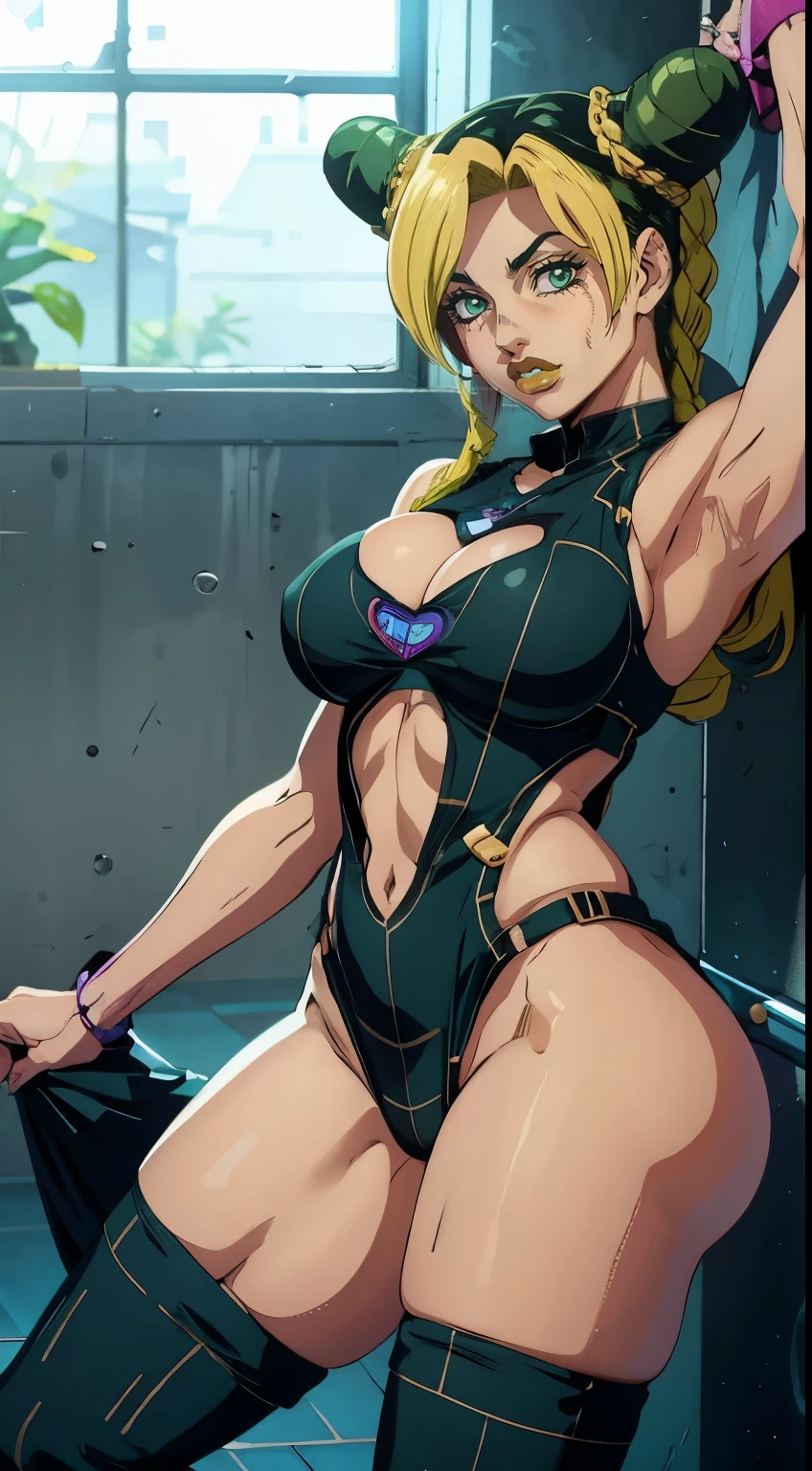 Jolyne, Big breasts, thick legs