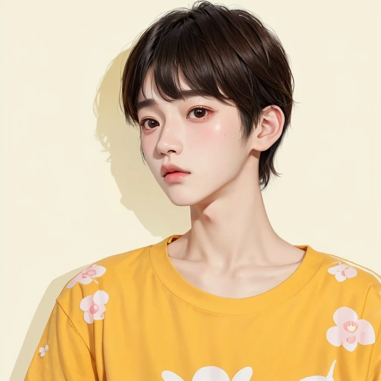 Close-up of a man wearing a shirt and a heart, kawaii realistic portrait, Inspired by Bian Shoumin, High quality fan art, Paint Urzan, Kim Doyoung, Trends on artstration, inspired by Kun Can, cute korean face, Lofi portrait, Inspired by Ma Yuanyu, Inspired by Lee Jeon Suk, high quality portraits