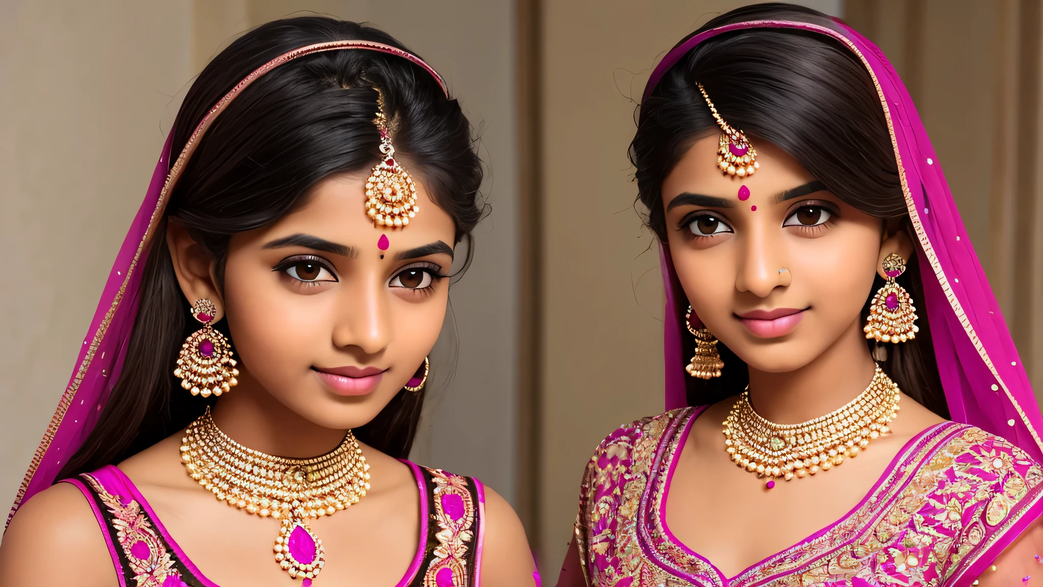 beautiful Rajasthani girl, brown_eyeeautiful slim teenage girl 30 year old, hair color [Brown highlights hair], [undercut pixie] hair)), earrings, lips, realistic, narrow waist, charming, pink lipstick, colorful makeup, long eyelashes, earrings, wearing eyeliner, fair skin, (cute), (detailed face), detailed eyes, detailed iris