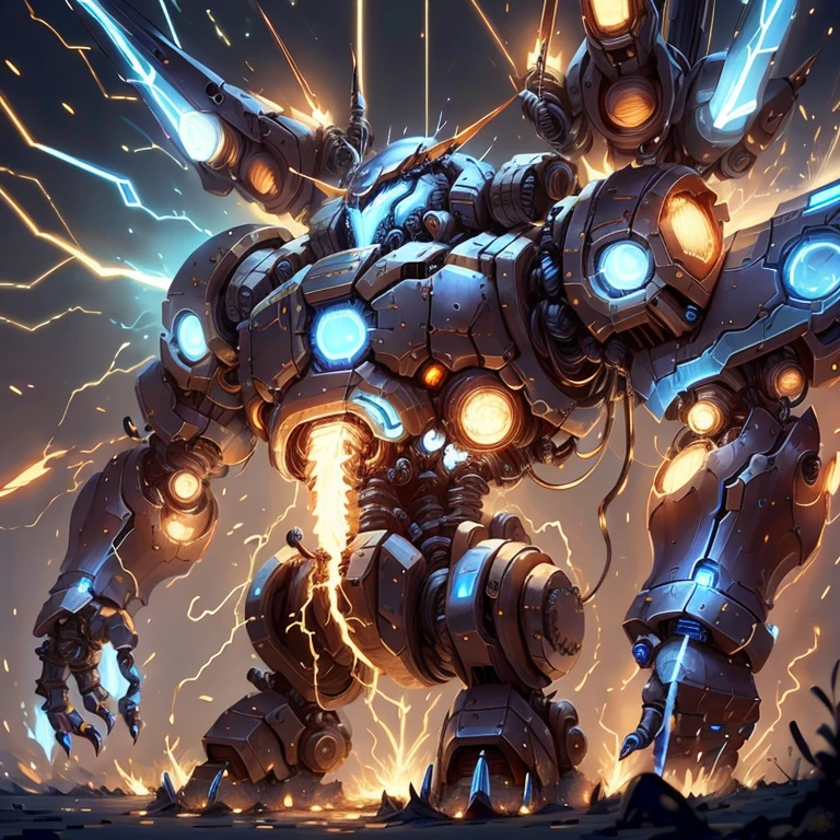 electricity MagicAI battle mech , detailed, intricate