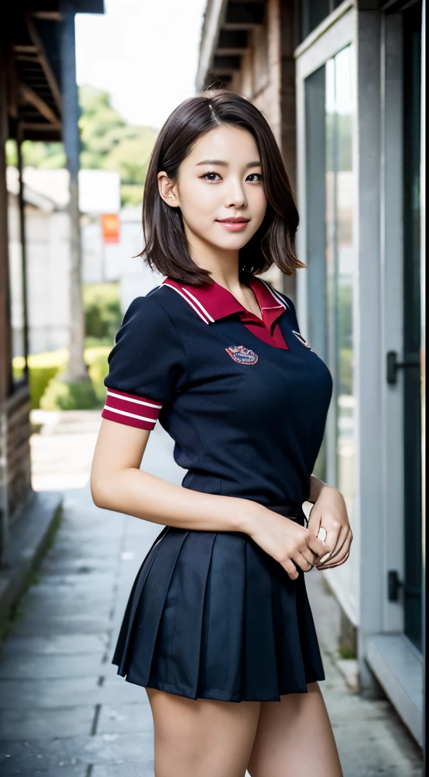 (((full bodyesbian)))、((Girls' High School Uniforms))、((1a person))、short-hair、Close to the subject、((a miniskirt))、(((School corridor)))、(((ssmile)))、(((Girls' High School)))、((a beauty girl))、((sexy pose))、Photorealsitic、Beautiful detailed eyes、Hyper-Realism、highcontrast、Ultra HD、realistic skin textures、Top image quality、top-quality、超A high resolution、Fine details、Very meticulously