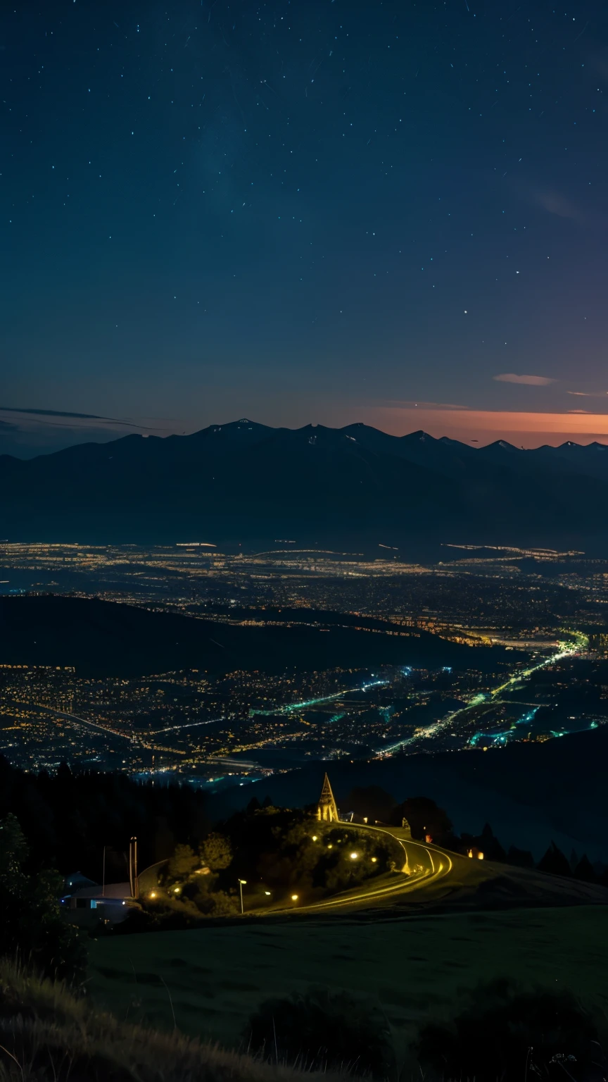 A hill with a night view