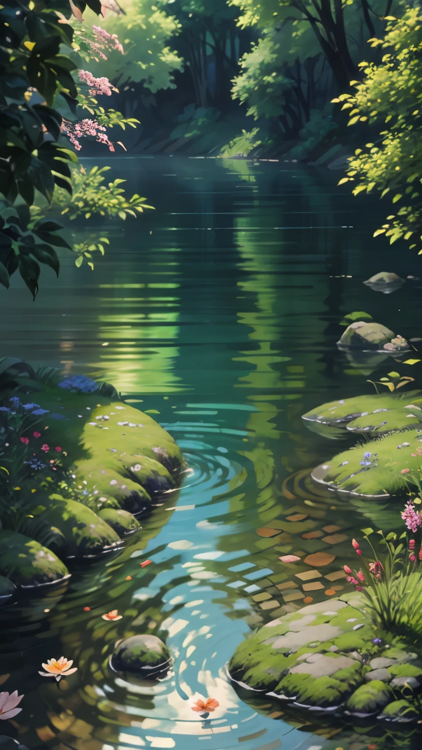 water, leaves, nature flowers