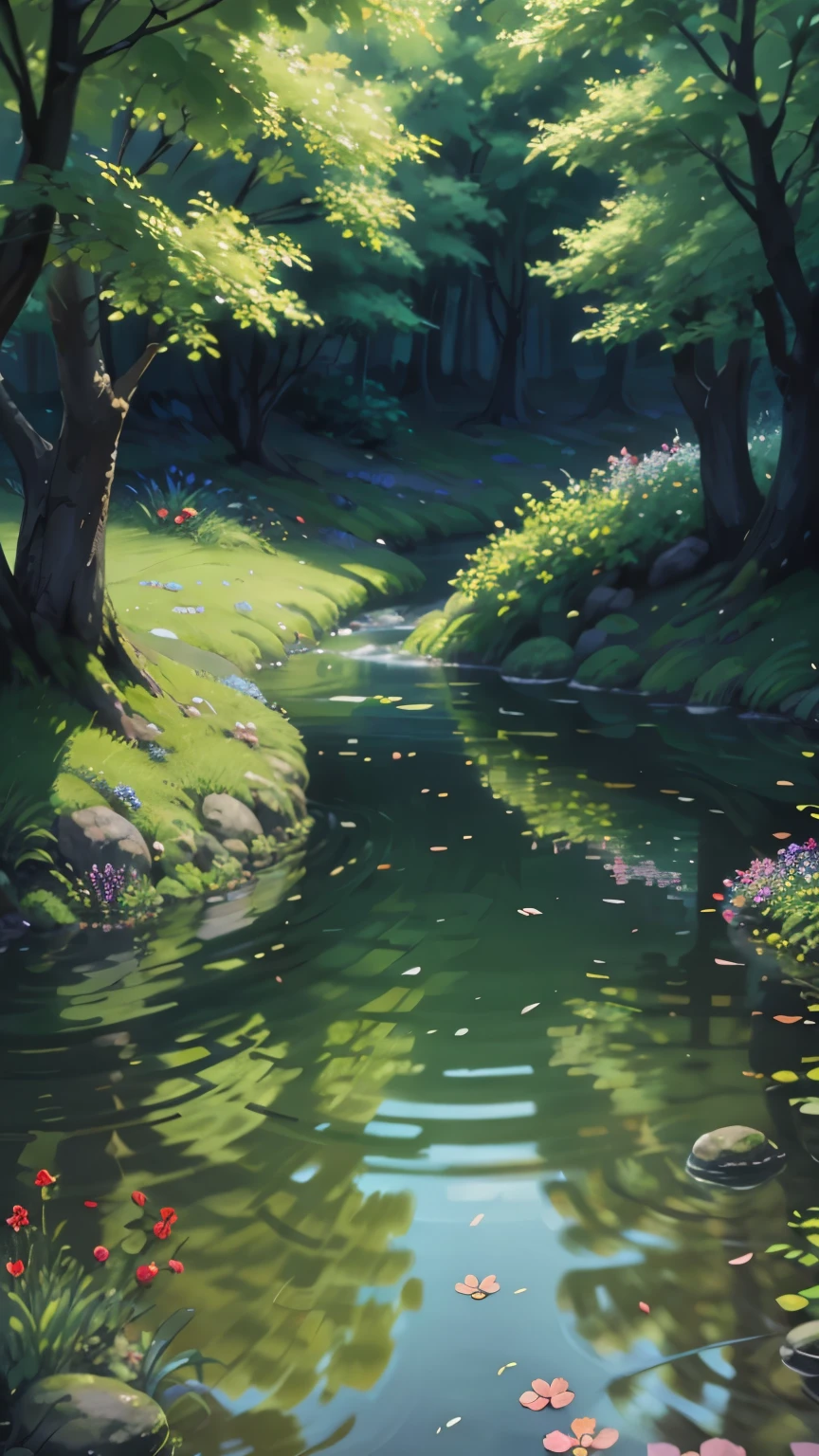 water, leaves, nature flowers, big snake,