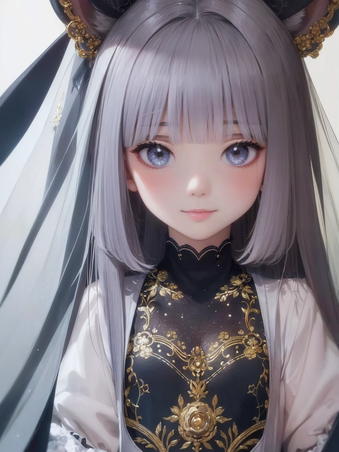 A lot of rabbits、Realistic Rabbit、1 little girl、beautiful face、look at the audience、shirt、short pantany rabbit、(long focus piece: 1.2, highest quality), (beautiful eyes、drawn in detail: 1.2),  (A detailed face with small eyes and long eyelashes:1.3),  (beautiful and clear background: 1.2),futuristic costume,  fantastic paintings, Niji Journey,